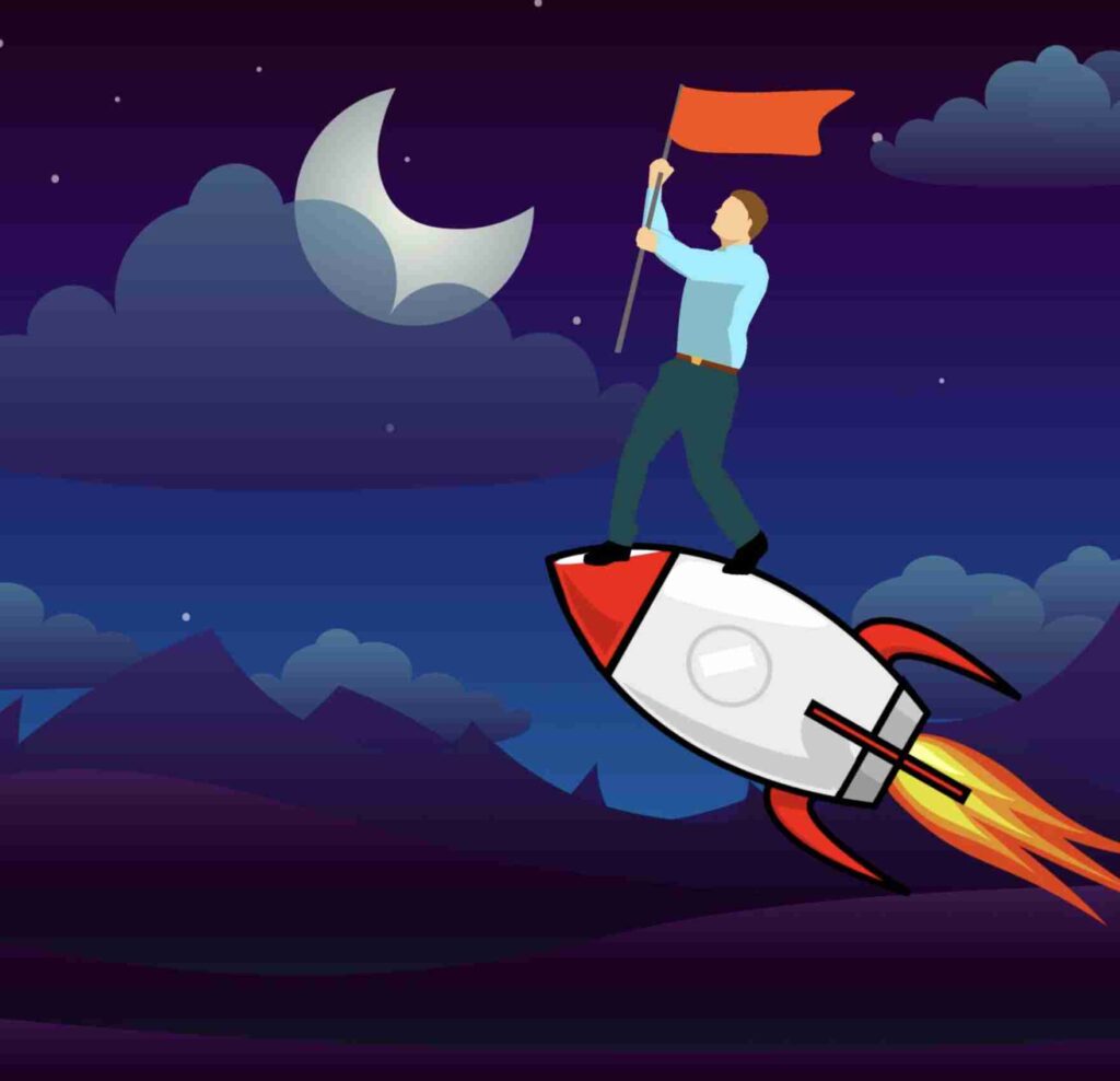 A silhouette of a woman walking confidently while holding a briefcase.