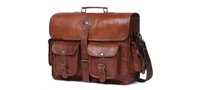 vintage leather messenger bag