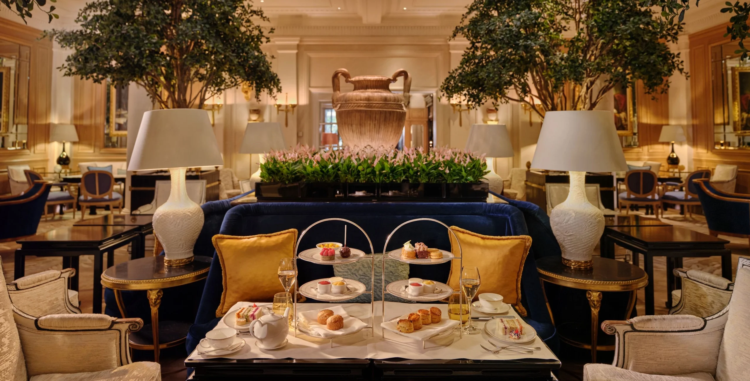 Afternoon tea spread at Le Hall, Baur au Lac, Zurich
