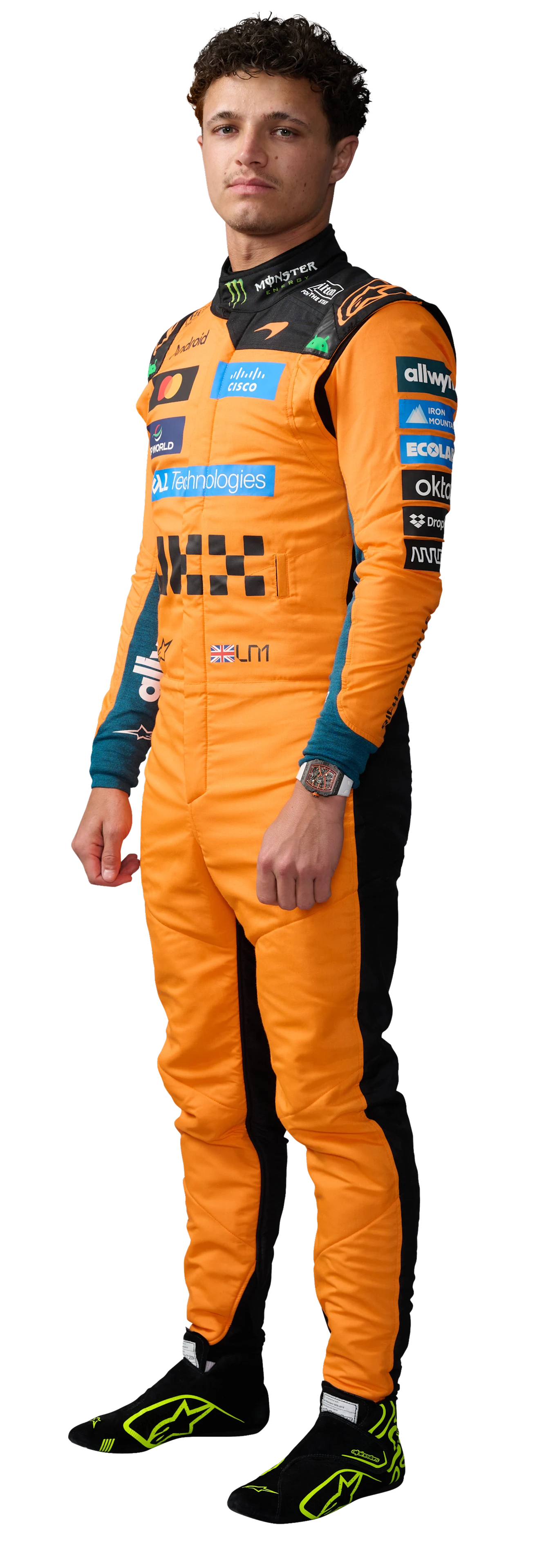 Lando Norris's official 2026 McLaren driver portrait; the reigning world champion completed the all-British podium in third