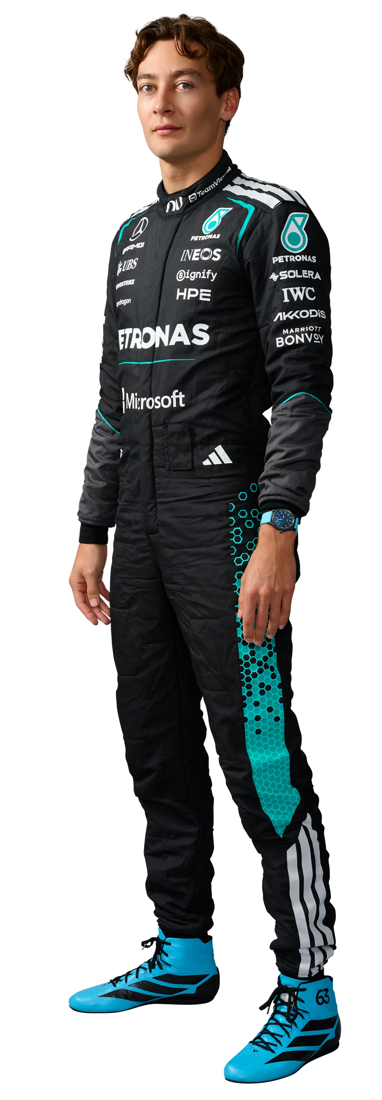 George Russell's official 2026 Mercedes driver portrait; the Briton finished second behind his former teammate