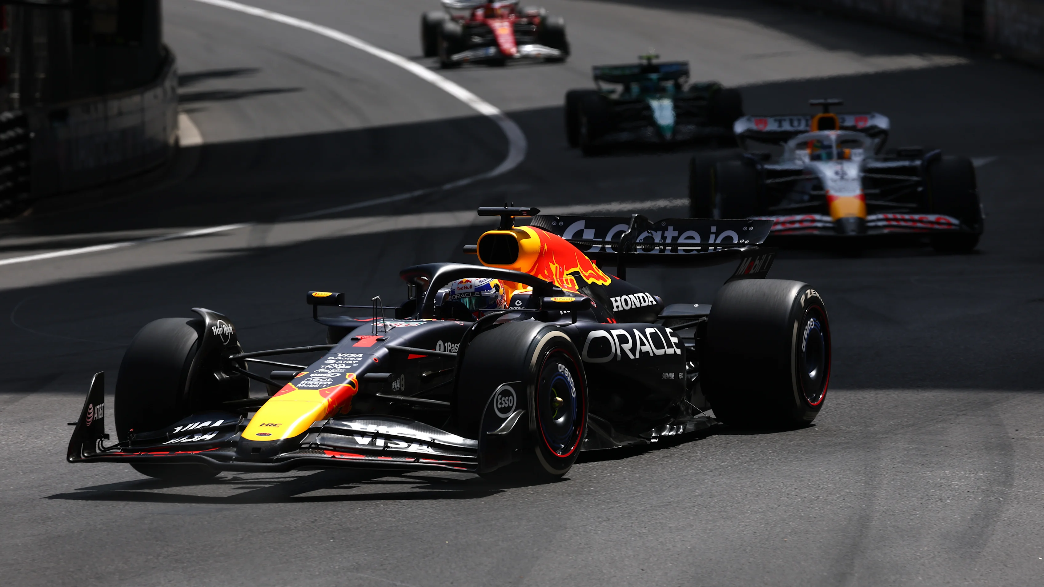 Max Verstappen driving the Oracle Red Bull Racing car at the 2025 Monaco Grand Prix