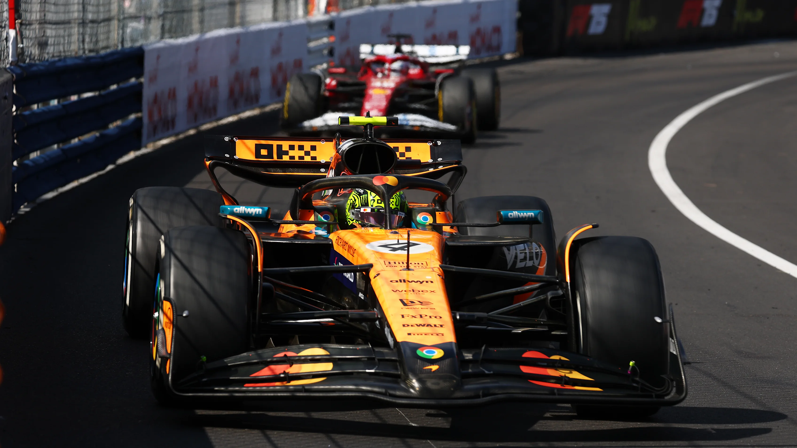 Lando Norris driving the McLaren at the 2025 Monaco Grand Prix