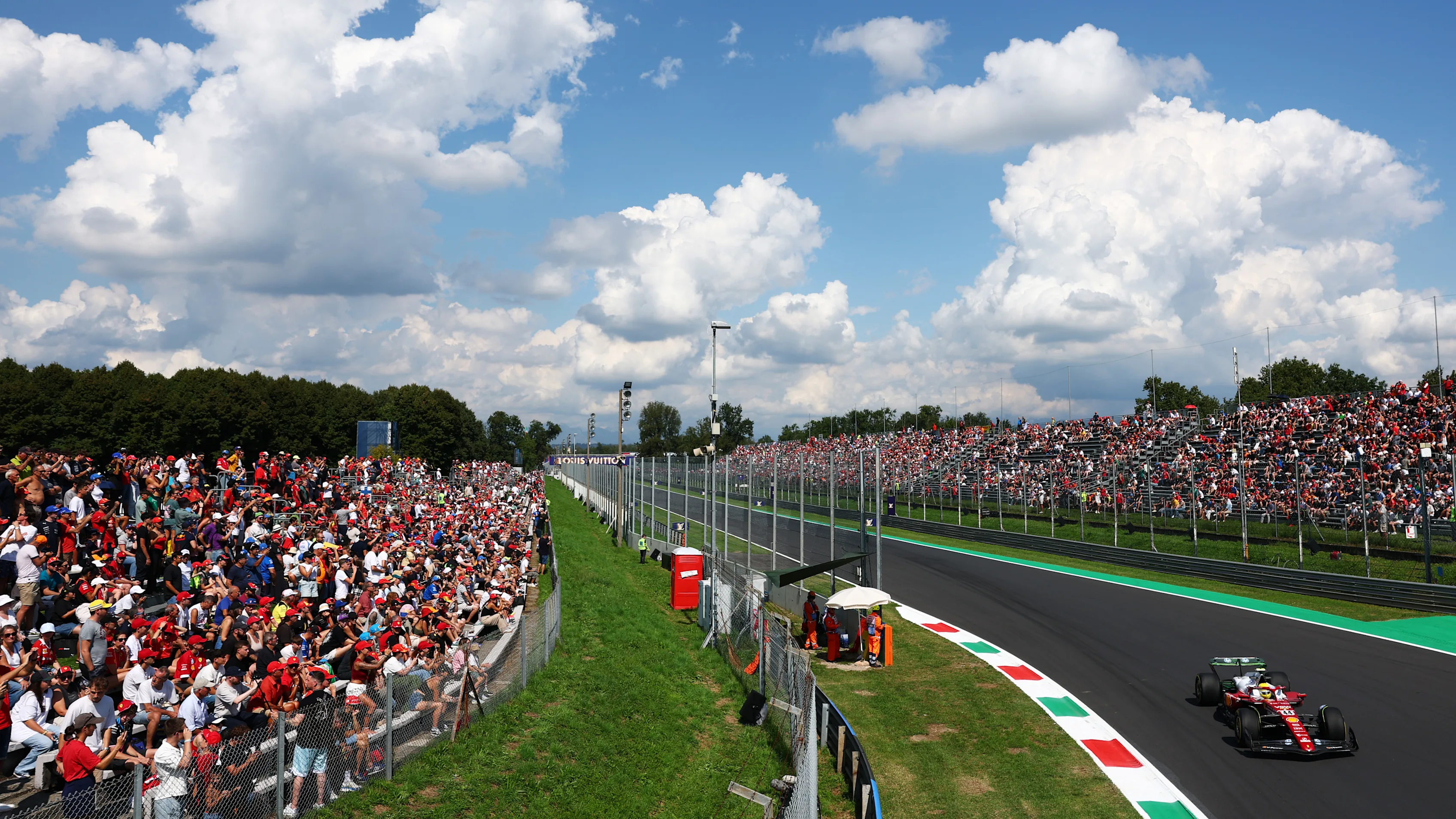 Official Formula1.com trackside image from the 2025 Italian Grand Prix practice at Monza.