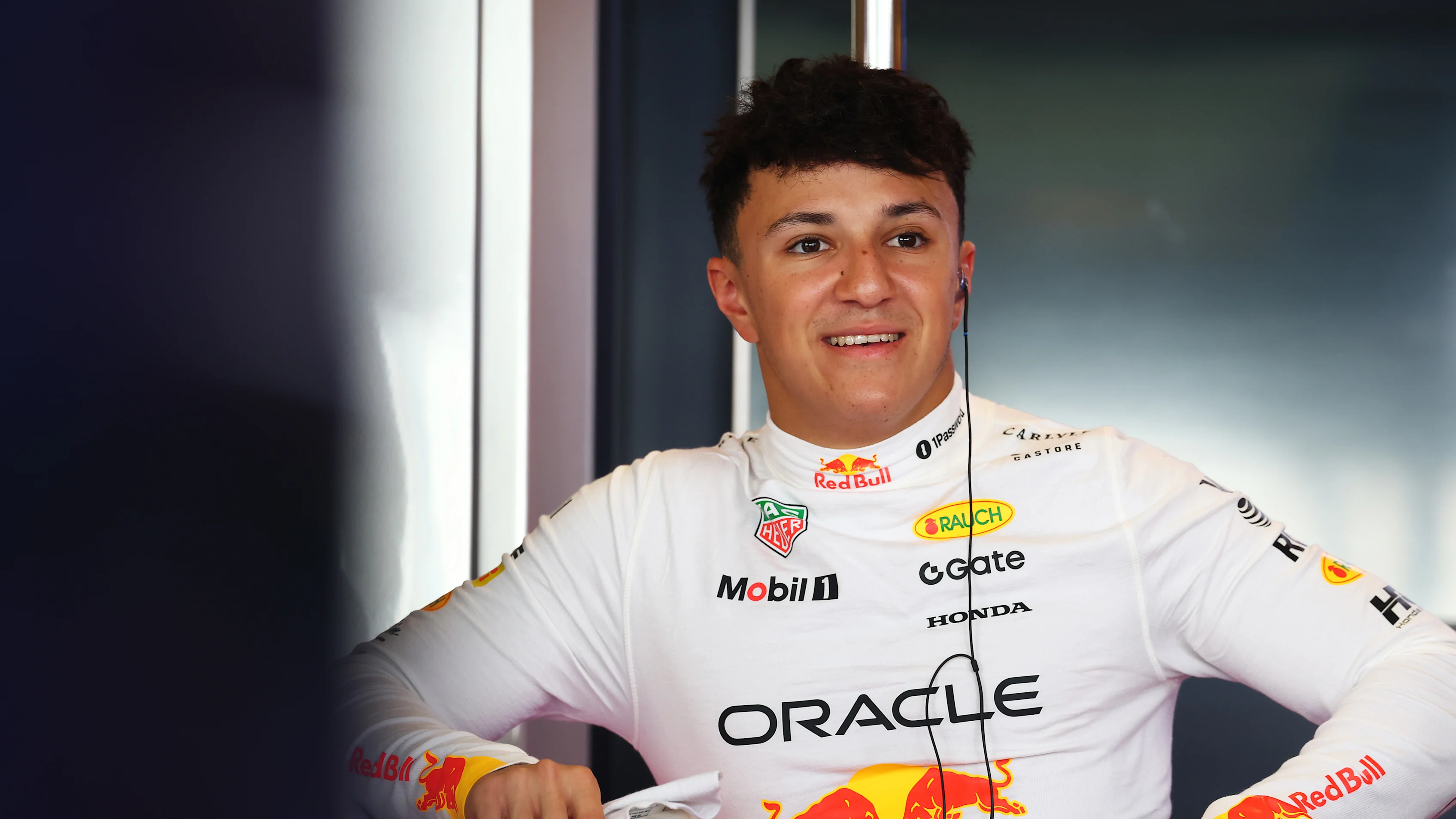 Isack Hadjar of Red Bull Racing on track during Formula 1 testing in Abu Dhabi; at Spa he charged from the back of the grid to sixth.