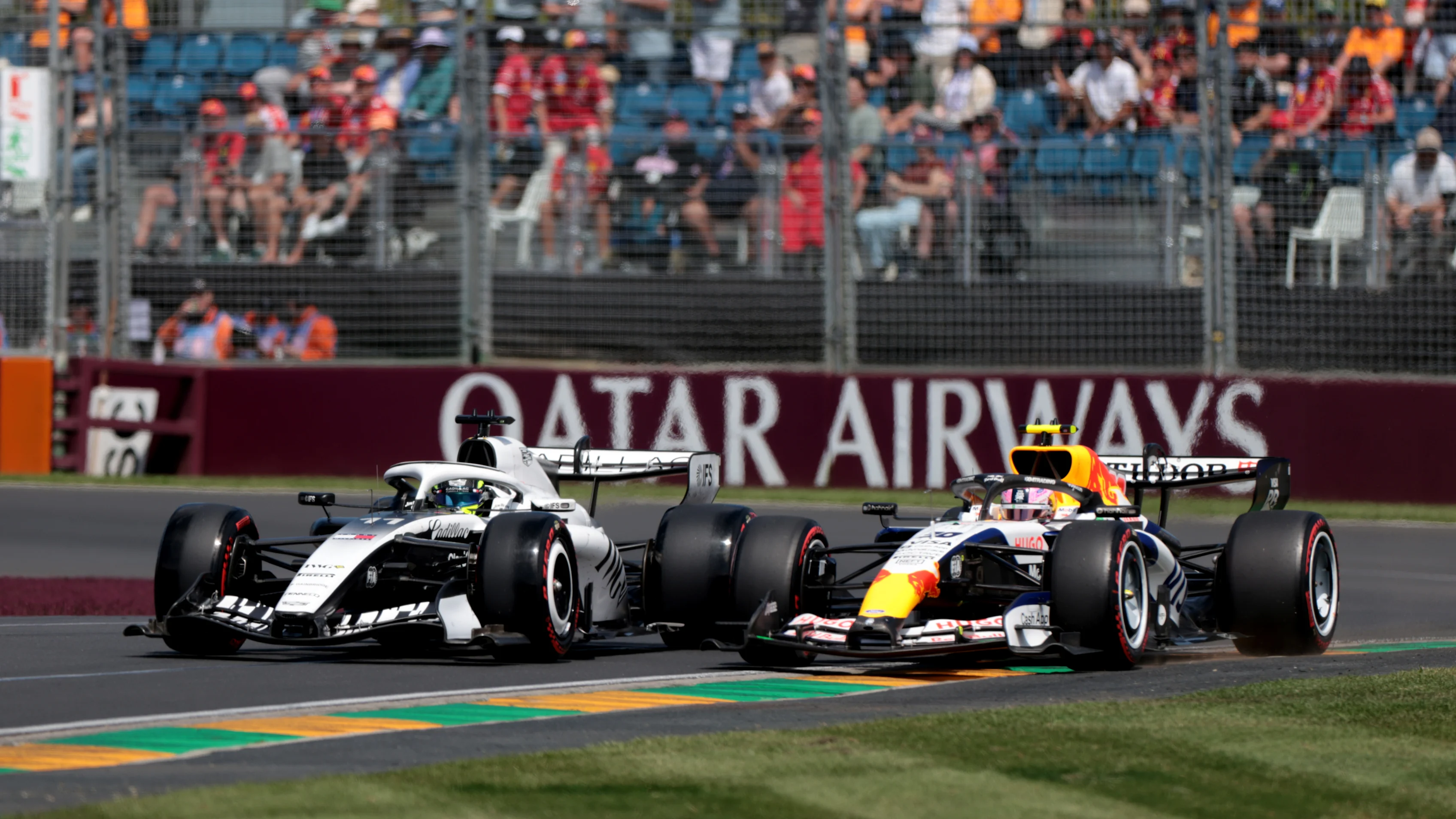 Trackside action during qualifying at the 2026 Australian Grand Prix in Melbourne, where Cadillac made its Formula 1 debut.