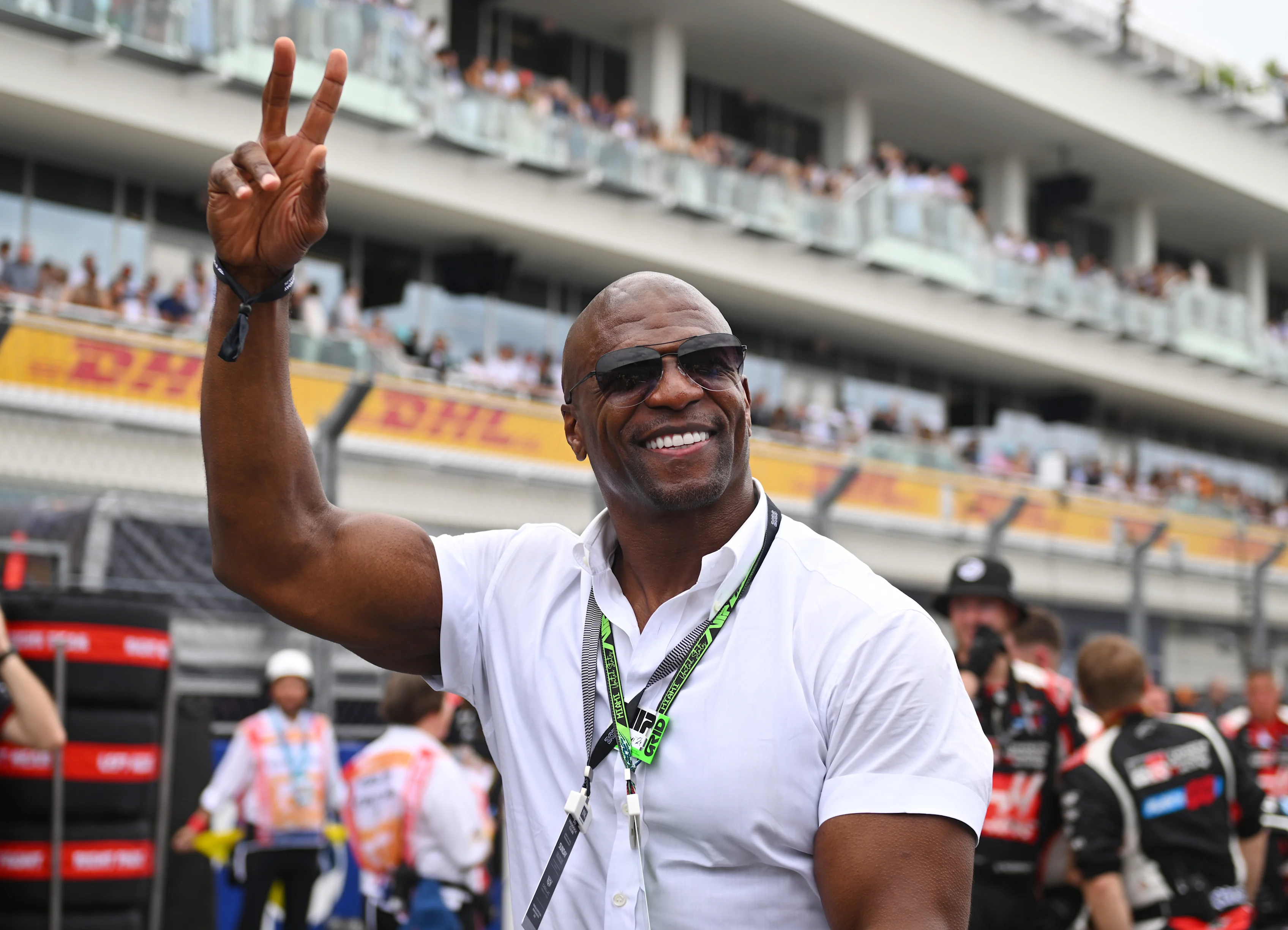 Actor and Cadillac ambassador Terry Crews on the grid during the Miami Grand Prix.