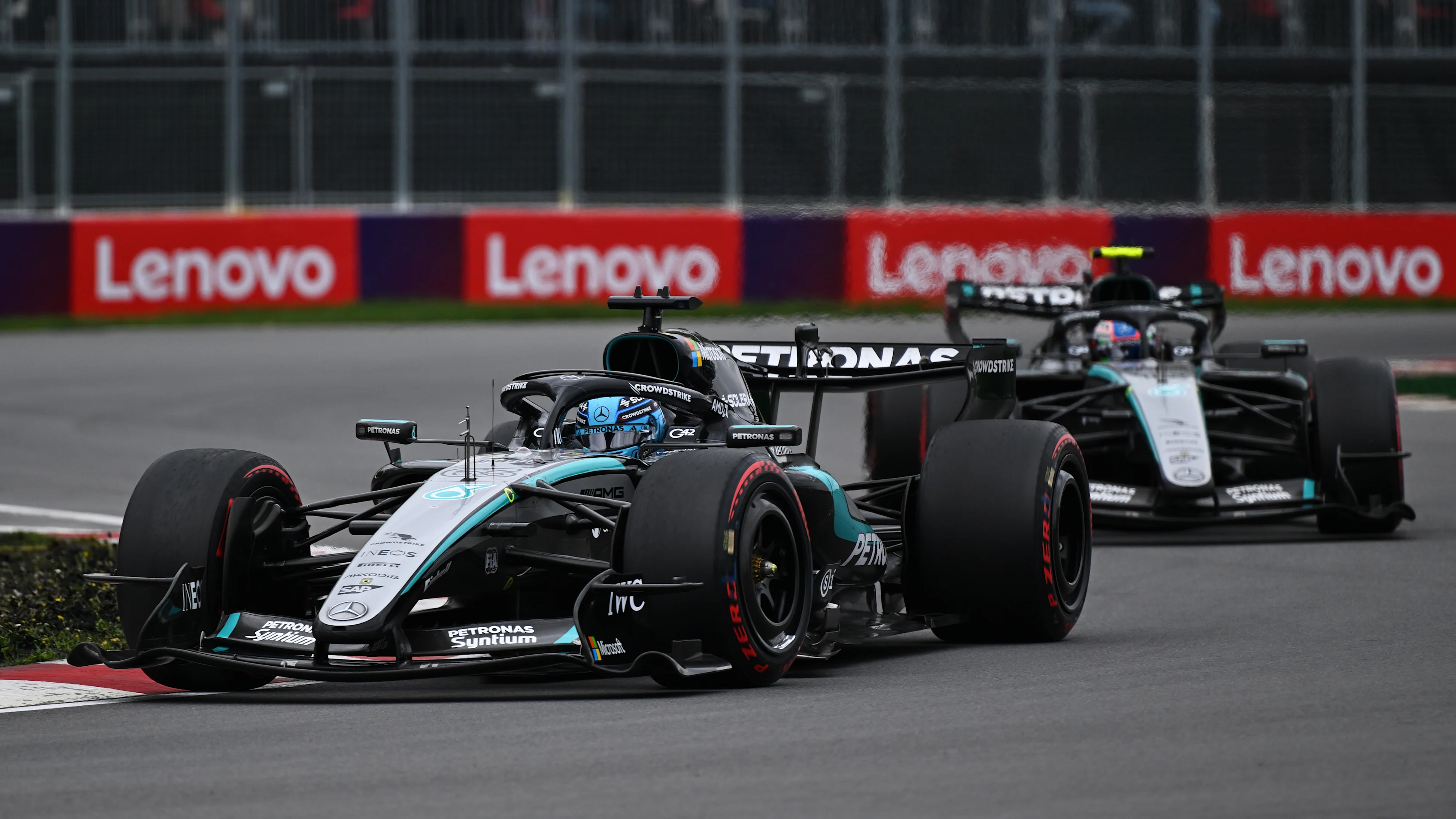 George Russell driving the No. 63 Mercedes AMG Petronas at the 2026 Canadian Grand Prix