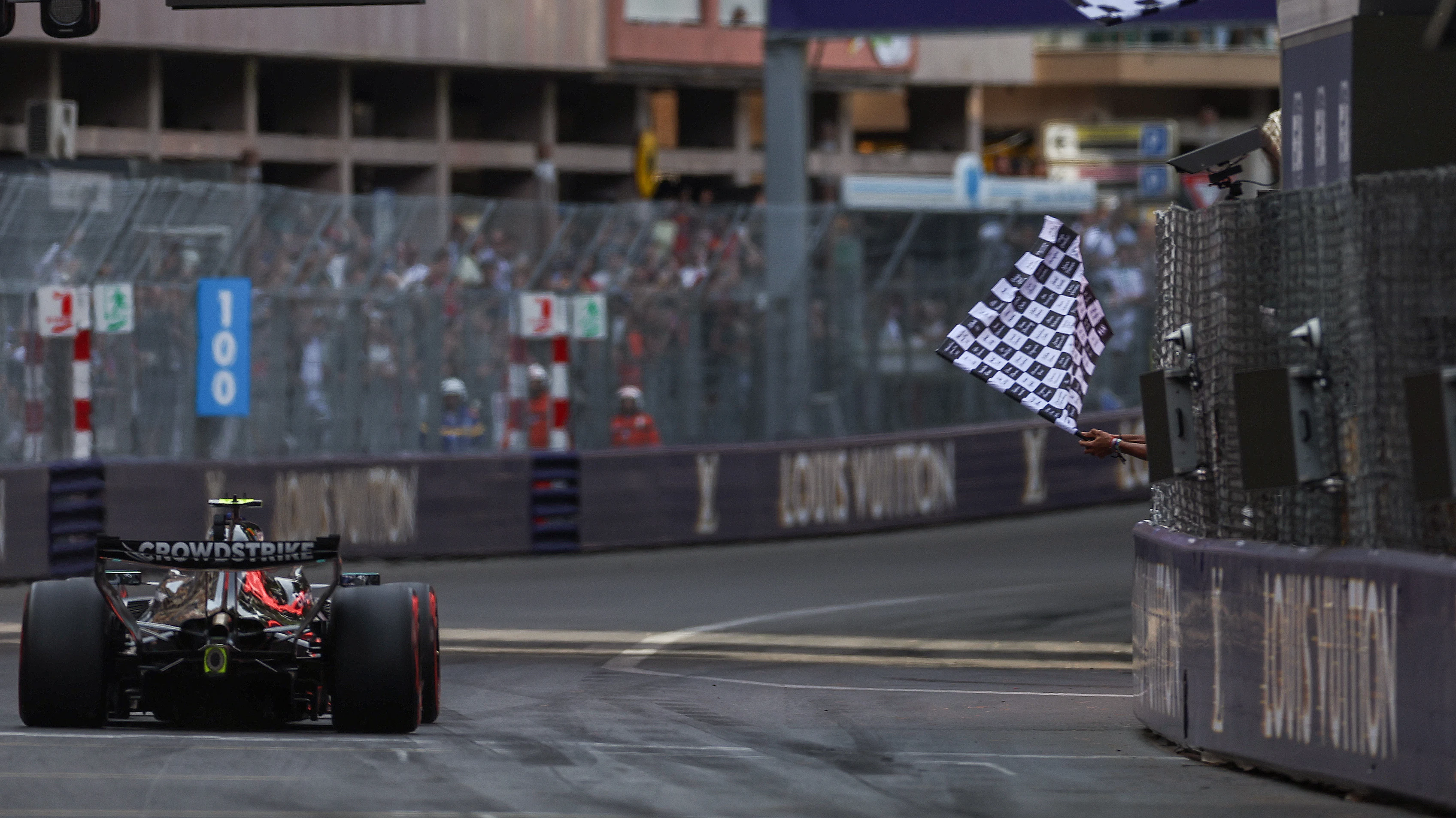 Kimi Antonelli driving his Mercedes at the 2026 Monaco Grand Prix