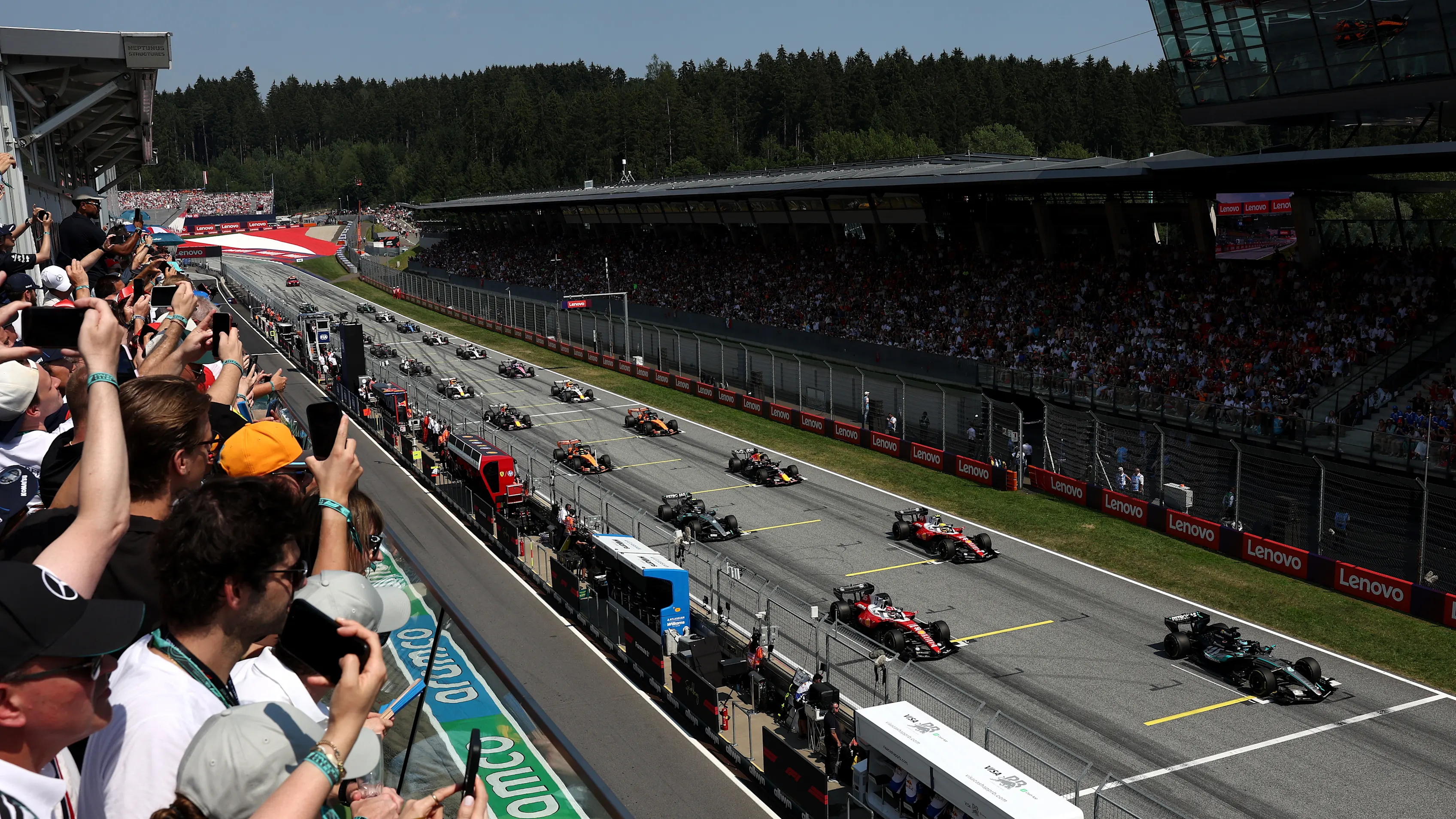 George Russell driving the No. 63 Mercedes AMG Petronas during the 2026 Austrian Grand Prix