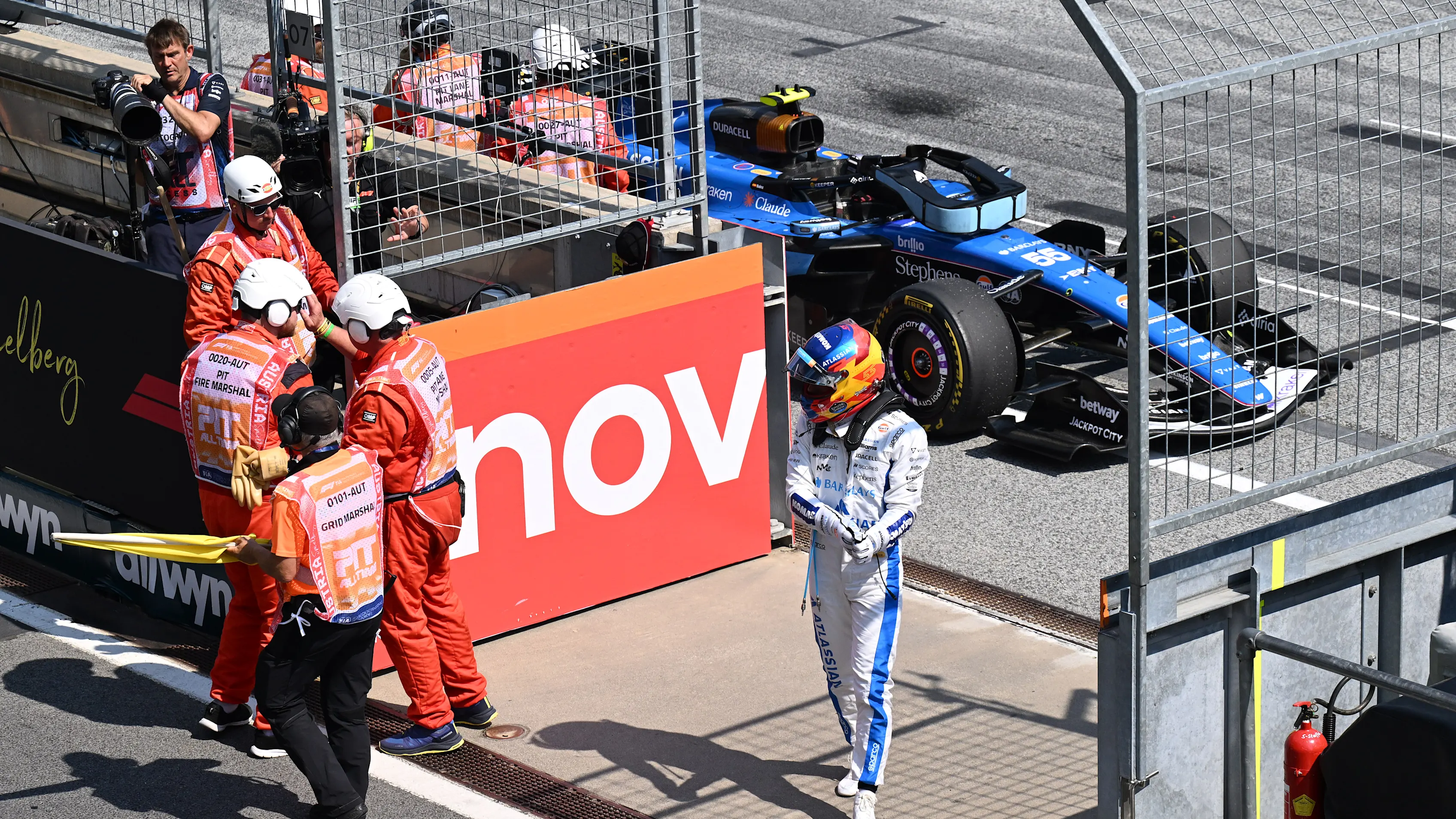 Carlos Sainz of Williams retires from the 2026 Austrian Grand Prix, triggering a Virtual Safety Car