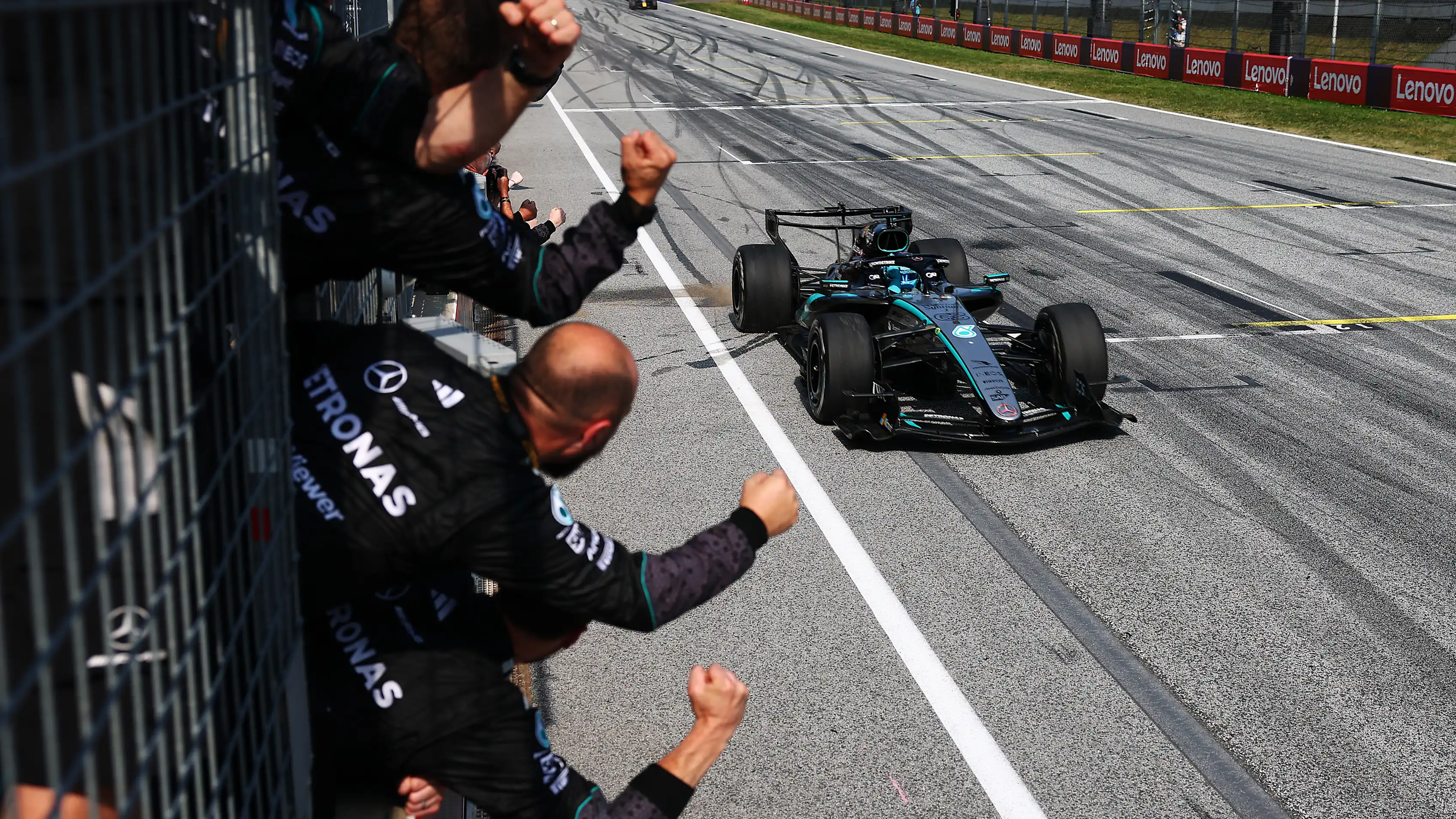 Race winner George Russell driving the No. 63 Mercedes AMG Petronas at the 2026 Austrian Grand Prix