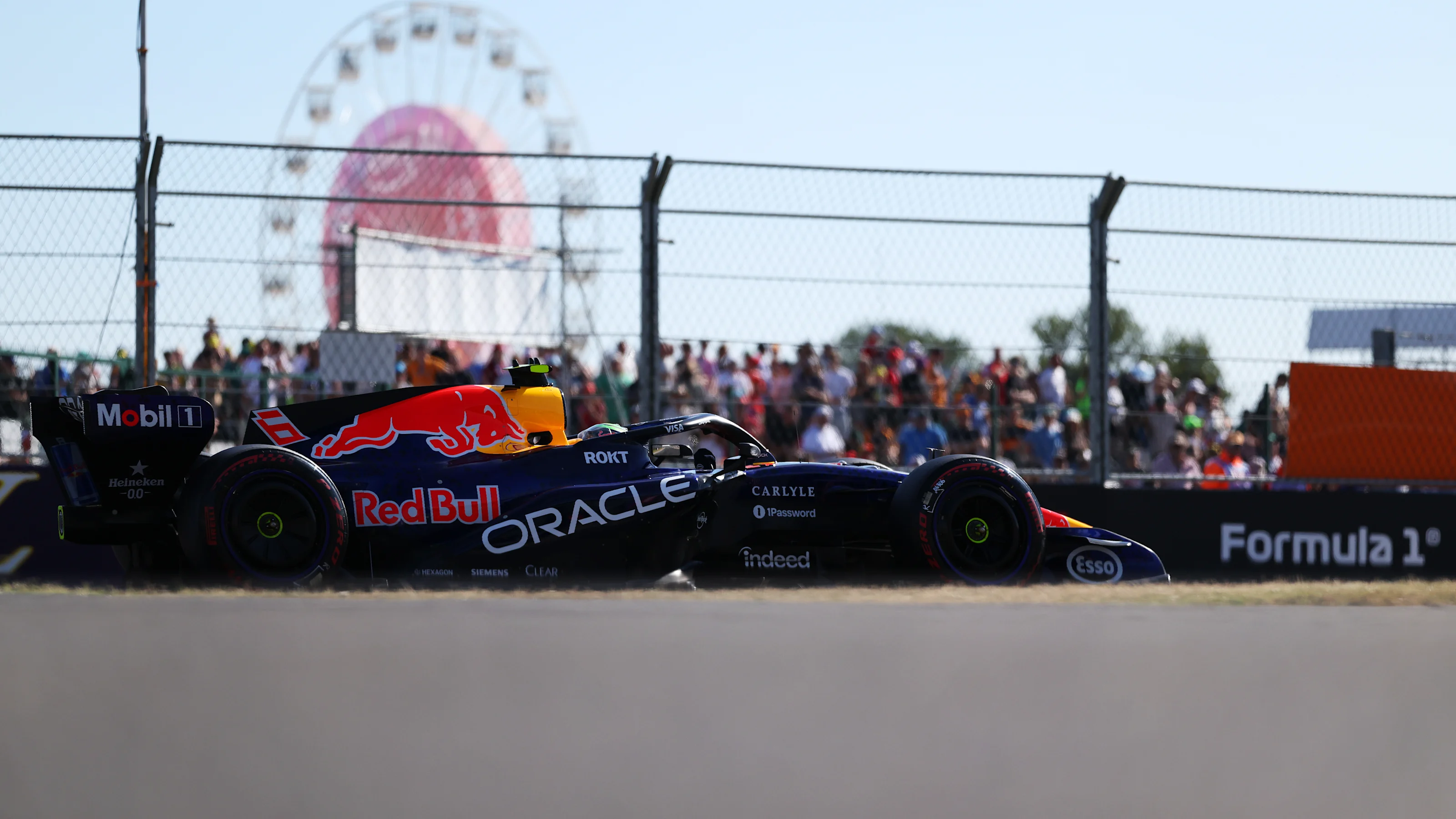 Isack Hadjar drives the No. 6 Oracle Red Bull Racing car on track at Silverstone.