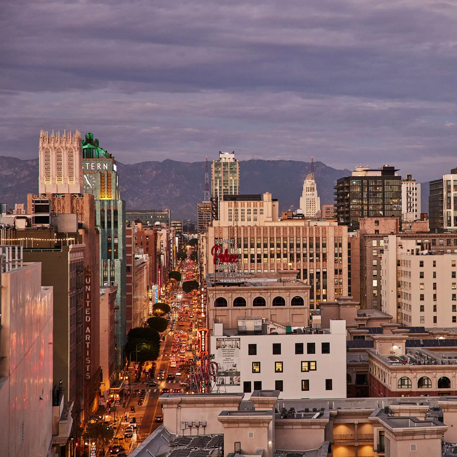 Cara Cara rooftop restaurant with downtown Los Angeles skyline views at Downtown LA Proper Hotel