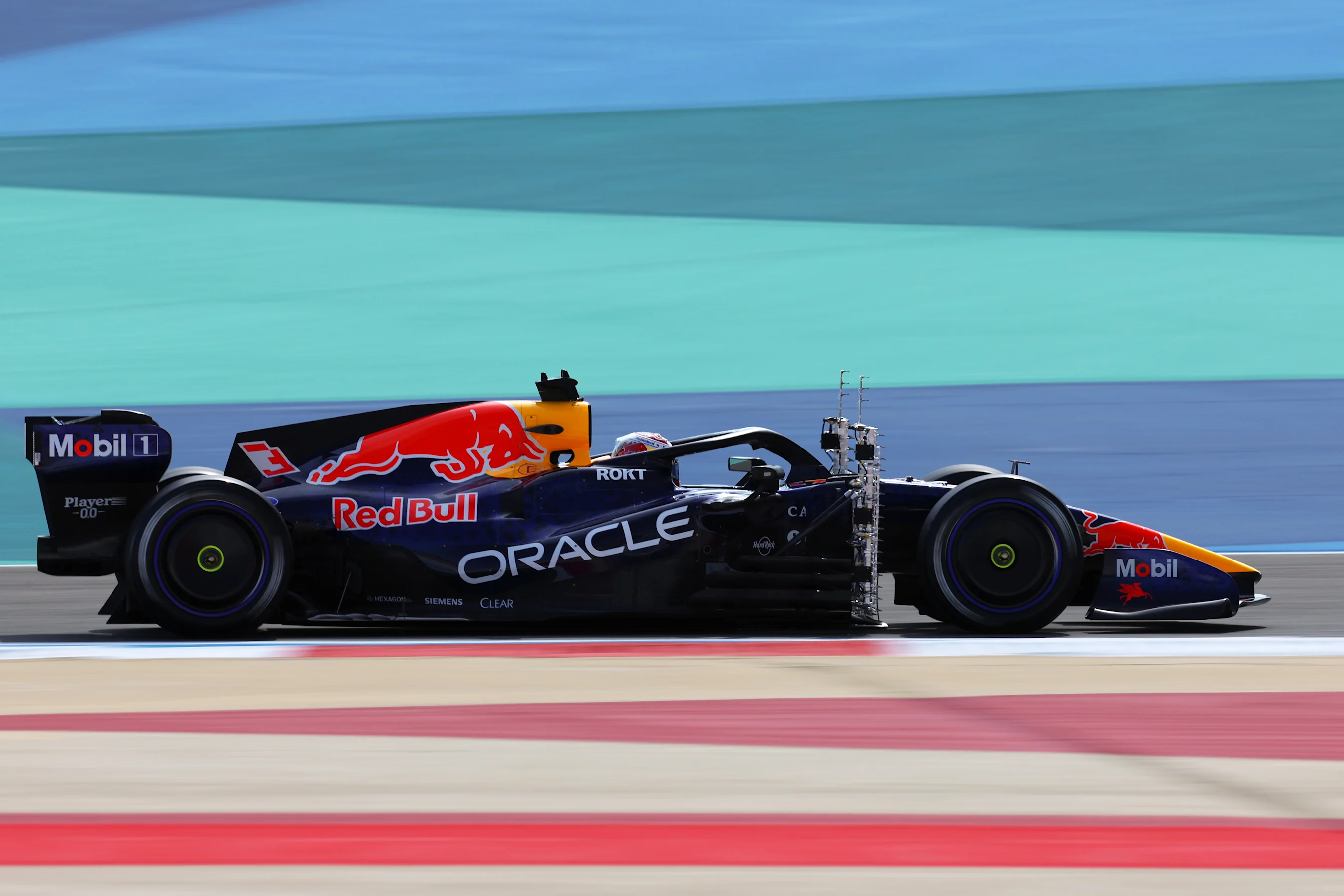 The Oracle Red Bull Racing car, powered by the Red Bull Powertrains unit, runs with aero rakes during the first 2026 pre-season test in Bahrain. The FIA rated Red Bull Powertrains as having the most powerful combustion engine in Formula 1.