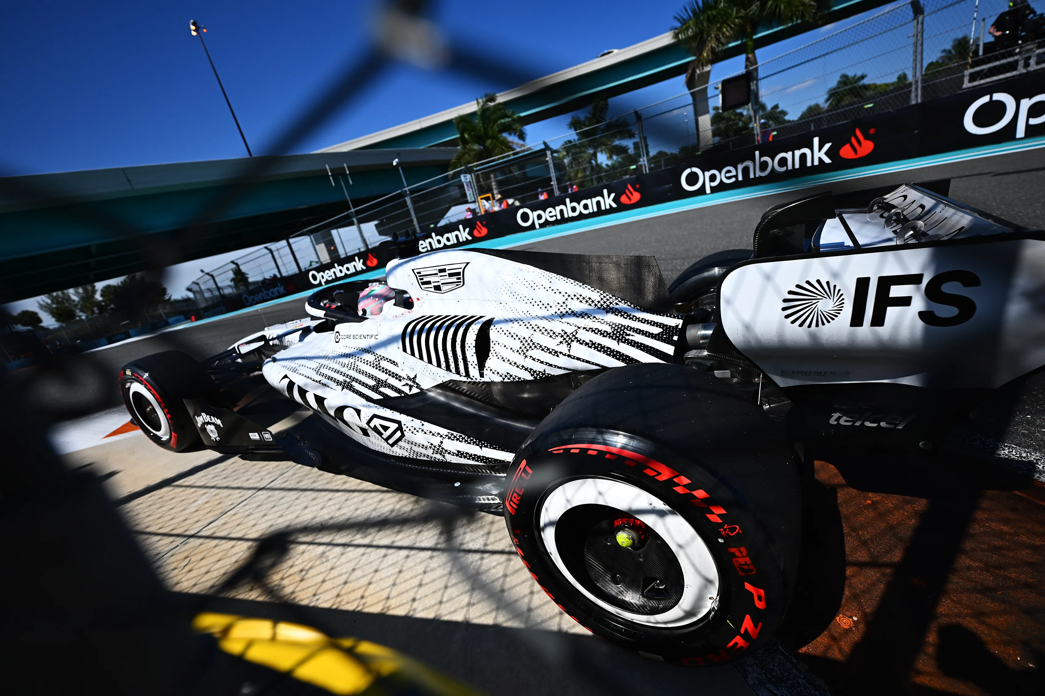 Sergio Perez of Mexico drives the Cadillac F1 Team MAC-26 during the Miami Grand Prix weekend.