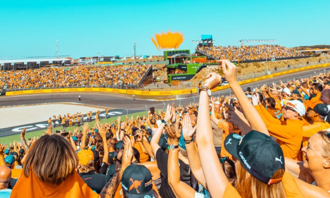 The orange army fills the grandstands at Circuit Zandvoort.