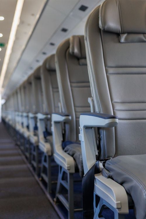 Business class airplane cabin seats