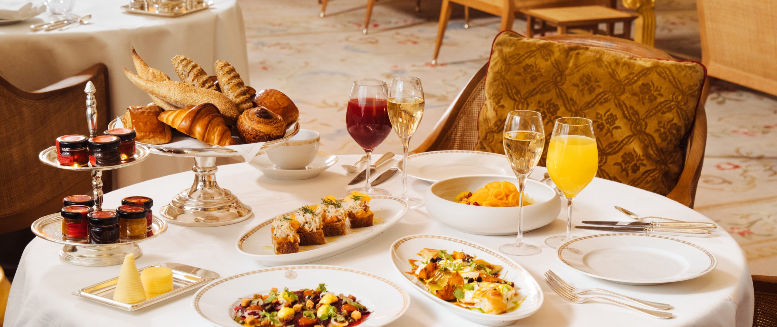 Breakfast spread at Hôtel Plaza Athénée, Paris