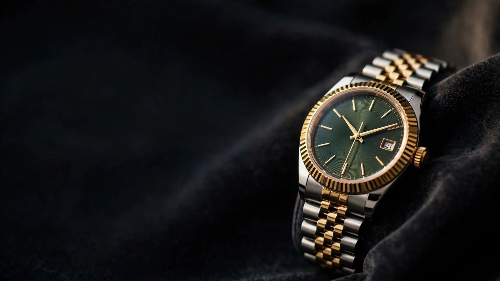 Two-tone gold and steel luxury dress watch with a deep green dial, one of the best luxury watches of 2026