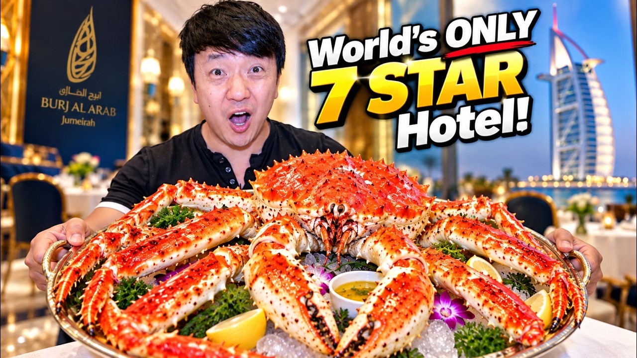 Burj Al Arab Dubai, the sail-shaped 7-star hotel, at night, as reviewed in Mike Chen's $2,500-a-night video