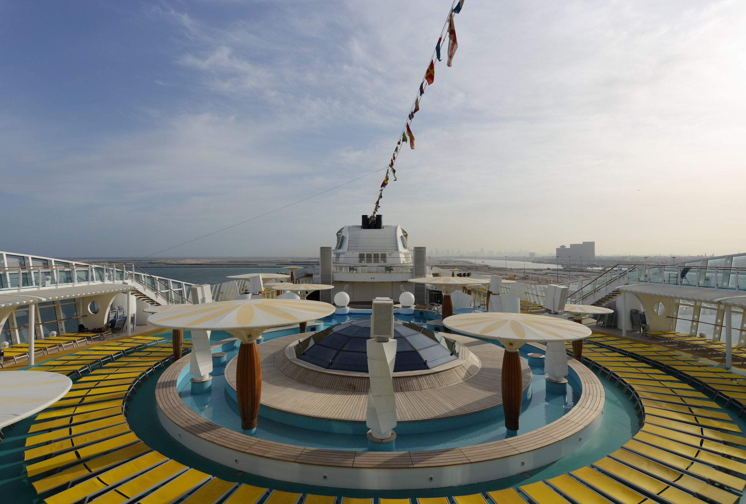 Pool deck of the AIDAdiva cruise ship in Dubai