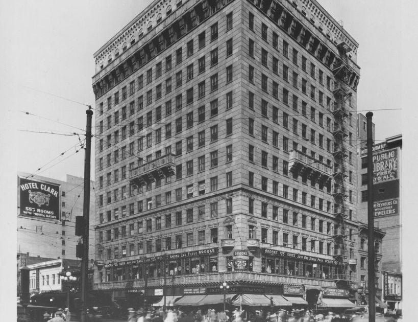 Hotel Clark facade, a 1914 Beaux-Arts hotel at 426 S Hill St in downtown Los Angeles, reopened September 2026