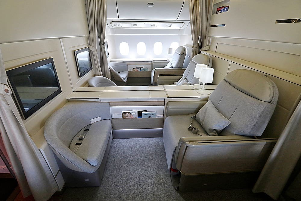 Private first class suite with a closing door on a wide-body aircraft