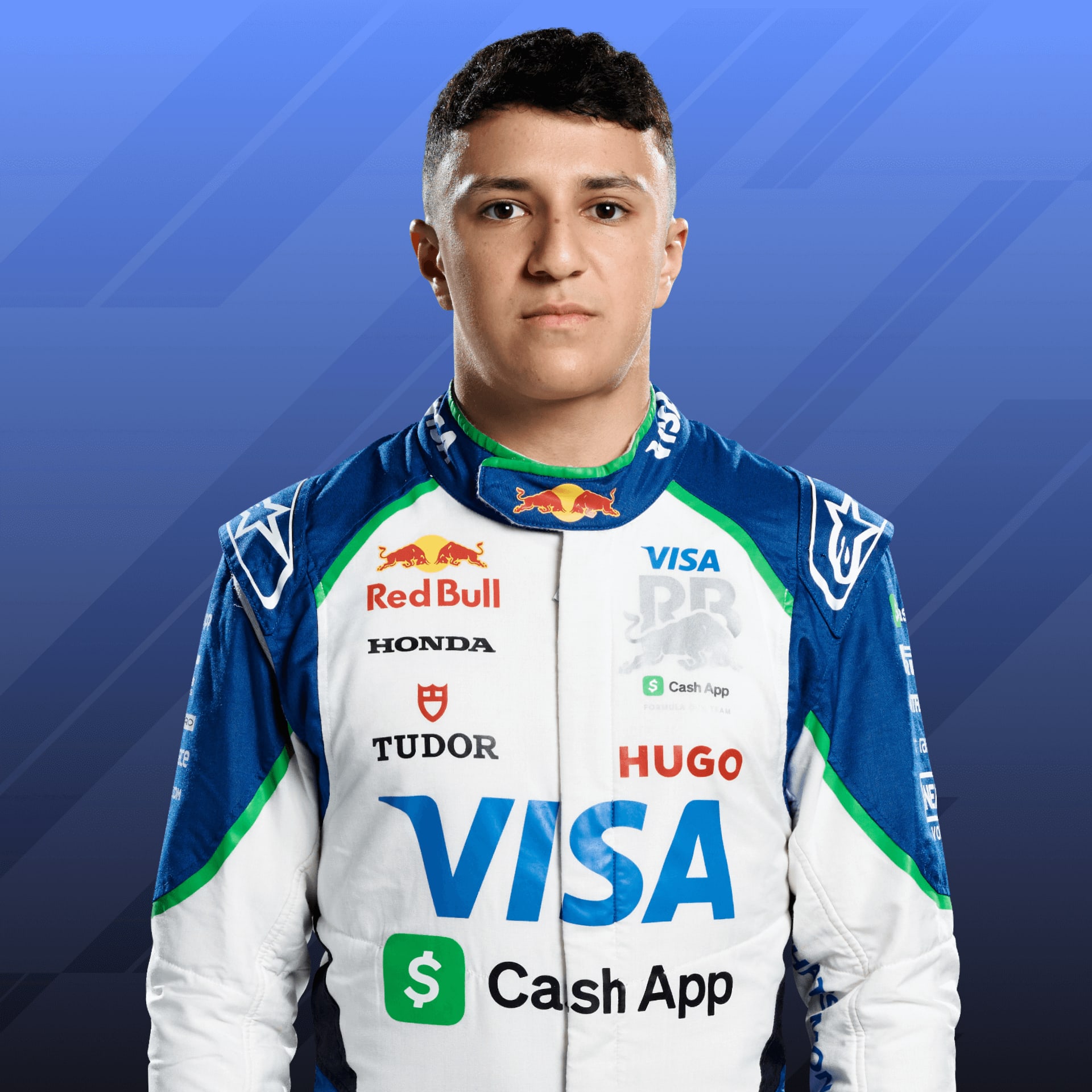 Isack Hadjar in his official Formula1.com driver portrait from 2025.