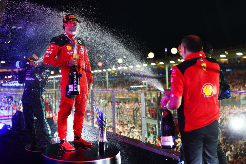Trackside action at the 2023 Singapore Grand Prix under the lights
