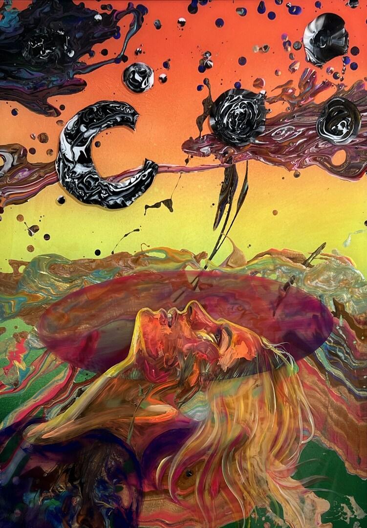 Katie Chonacas artwork presented at an art exhibition in Union Square, New York City