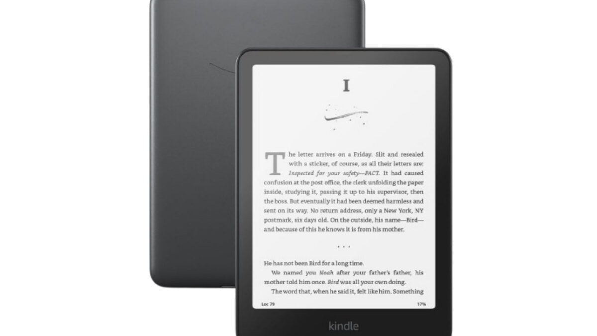 Kindle Paperwhite 2026 e-reader showing book text on glare-free display