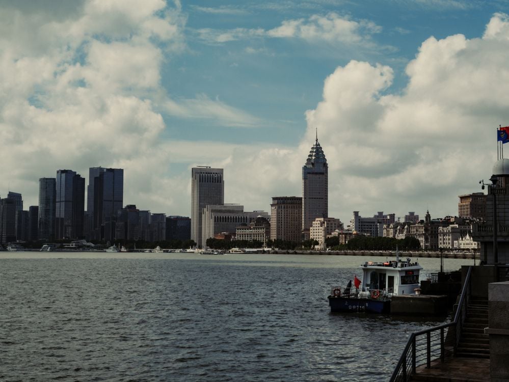 Shanghai waterfront on the Huangpu River with the city skyline across the water
