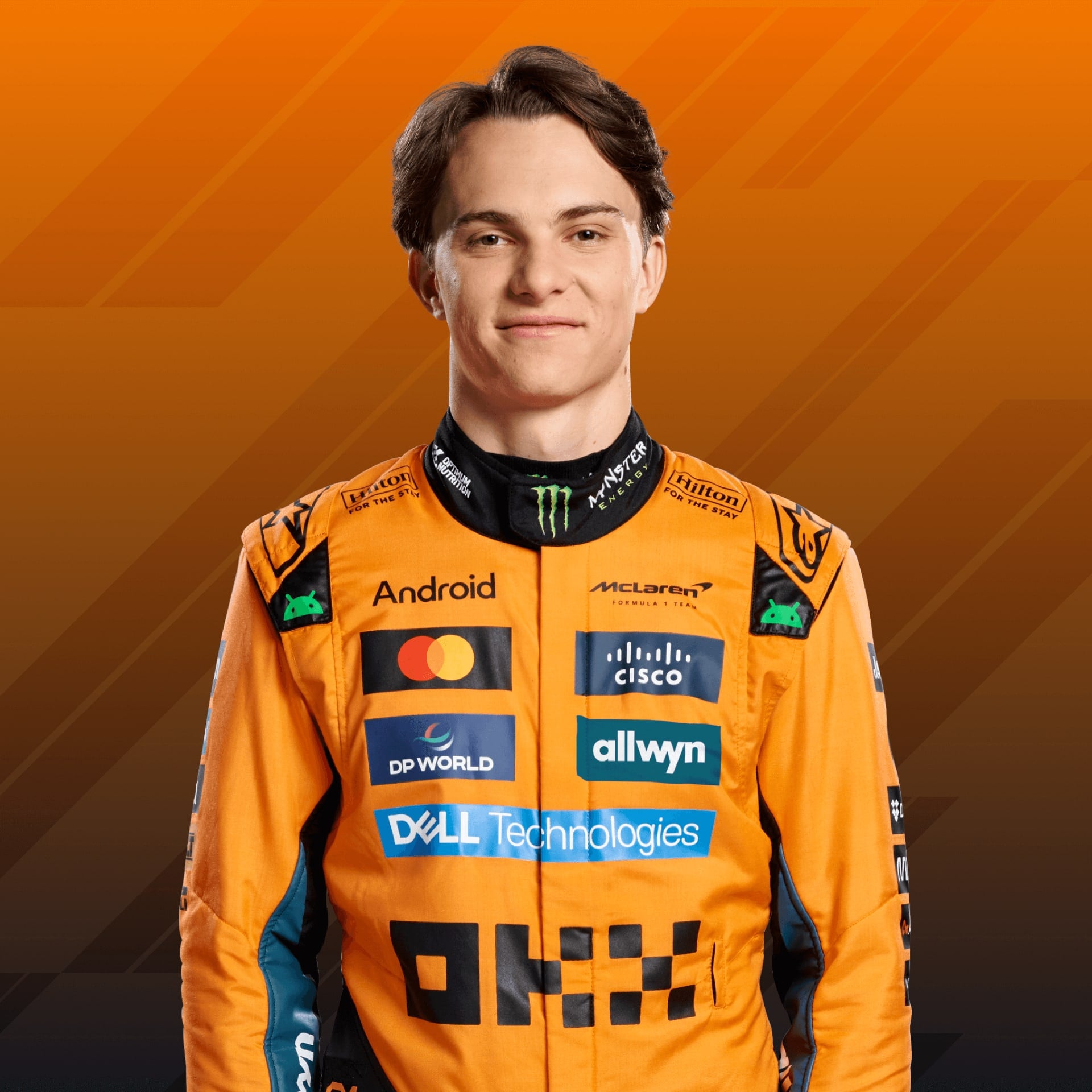 Oscar Piastri in his official Formula1.com driver portrait from 2025.