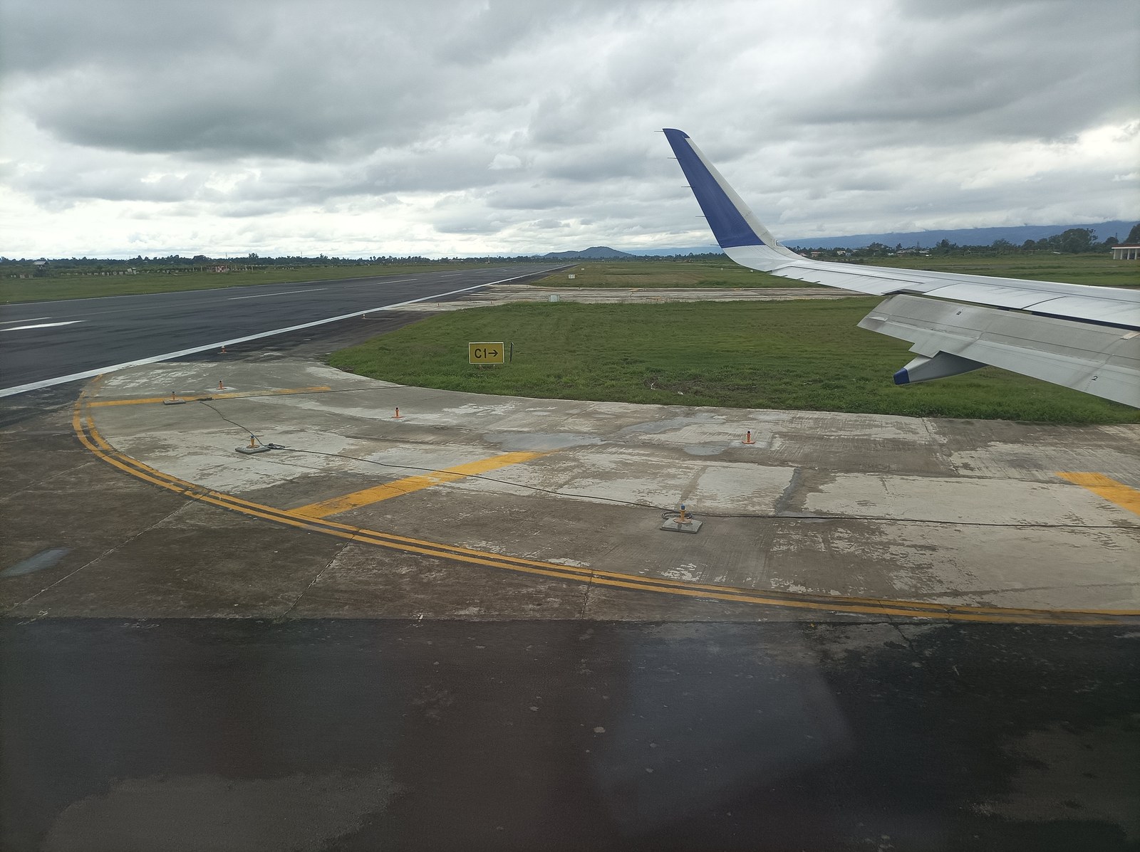 Airplane on a runway at an airport