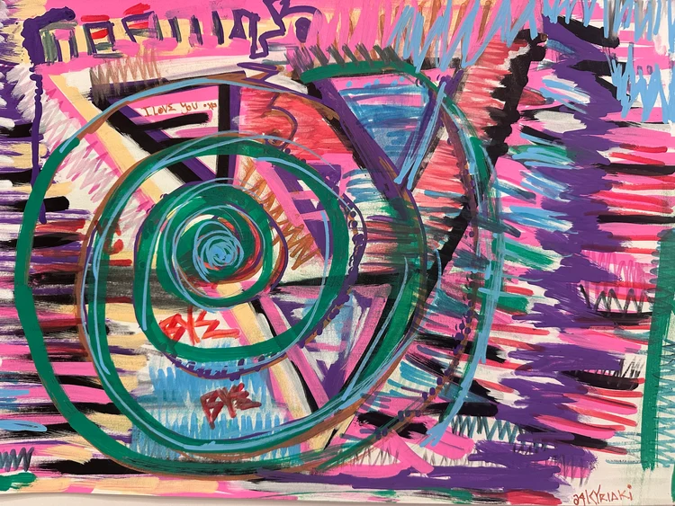 Black and white abstract original artwork by SAINT KYRIAKI, the artistic name of Katie Chonacas