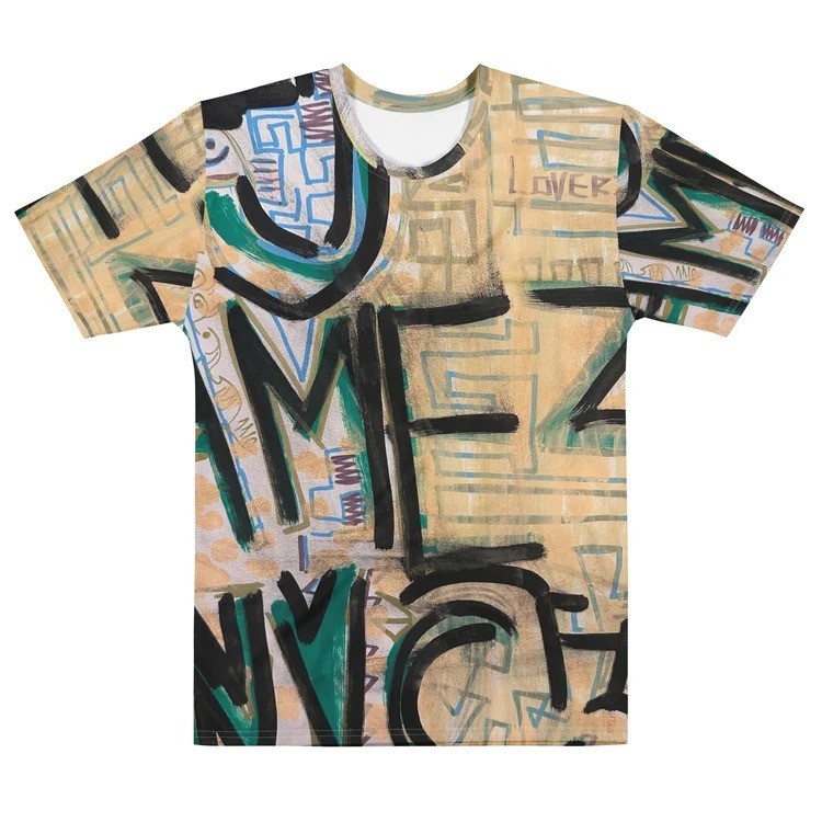 SAINT KYRIAKI graphic T-shirt featuring black and white abstract artwork by Katie Chonacas