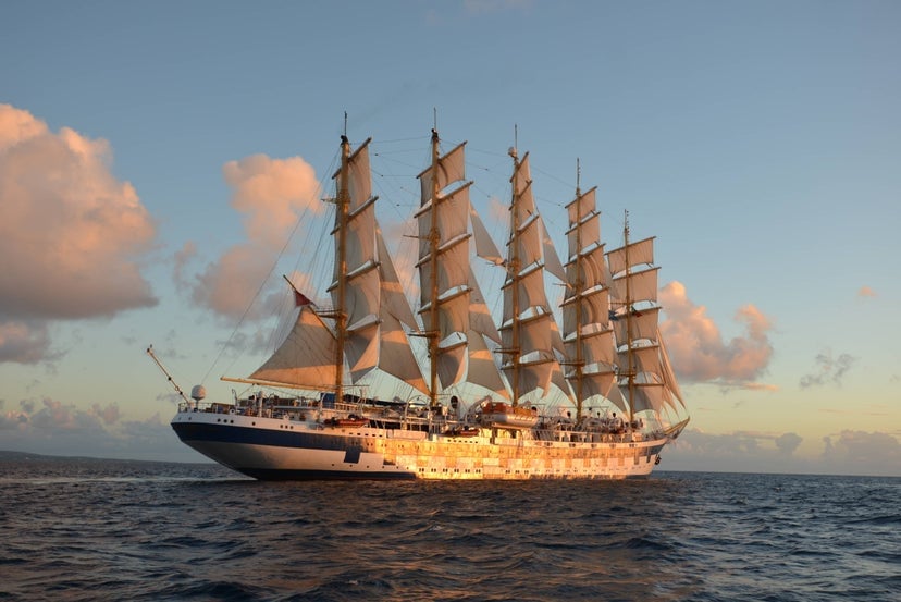 The Royal Clipper tall sailing ship under full sail