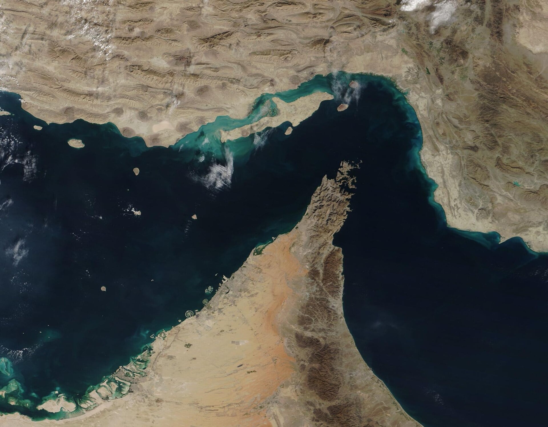 The Strait of Hormuz seen from space (NASA MODIS)